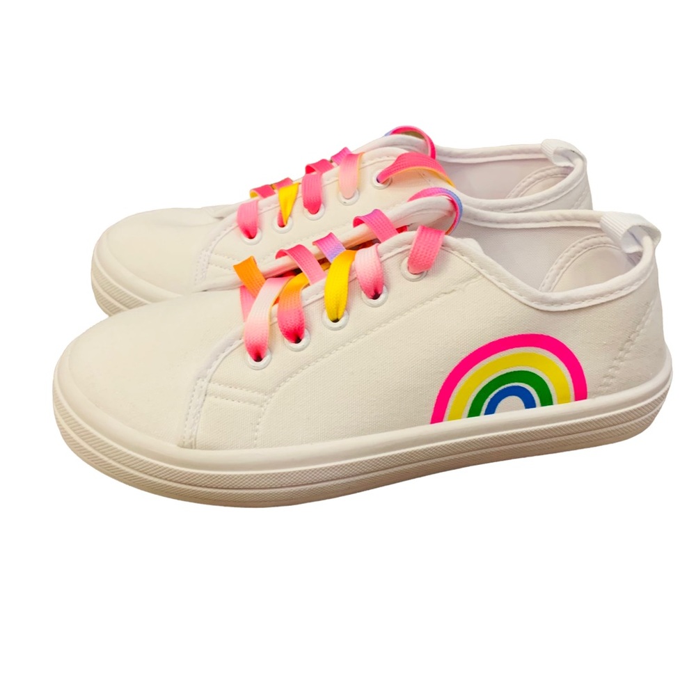 Rainbow Neon Lace Up Sneakers NEW - Picture 3 of 9